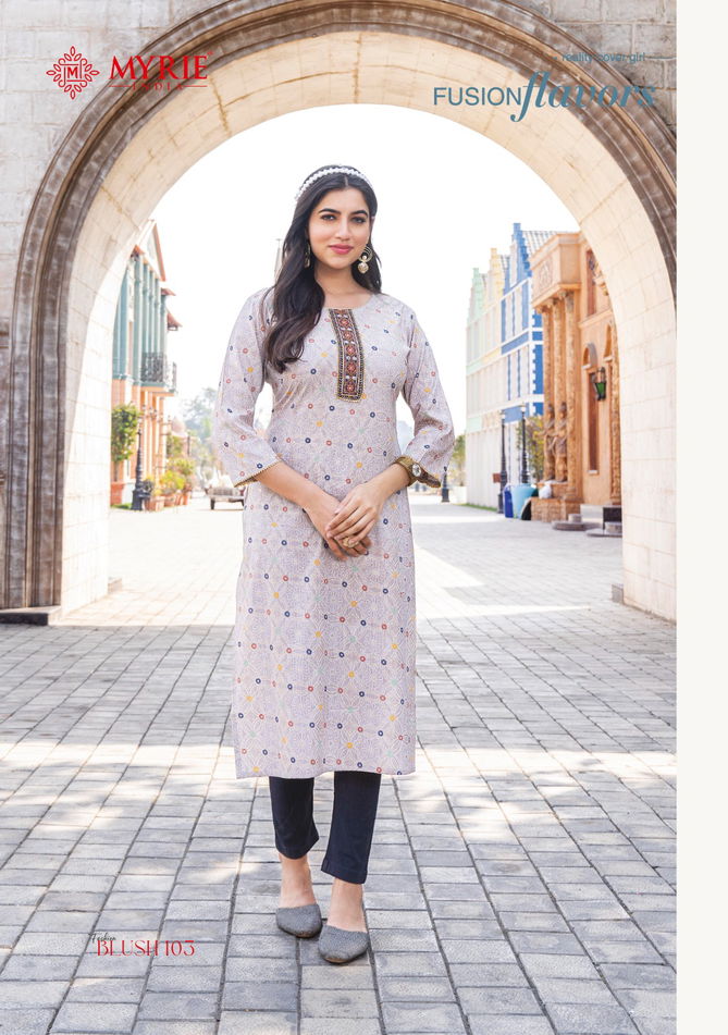 Myrie Fashion Blush Long Printed Kurtis Catalog
